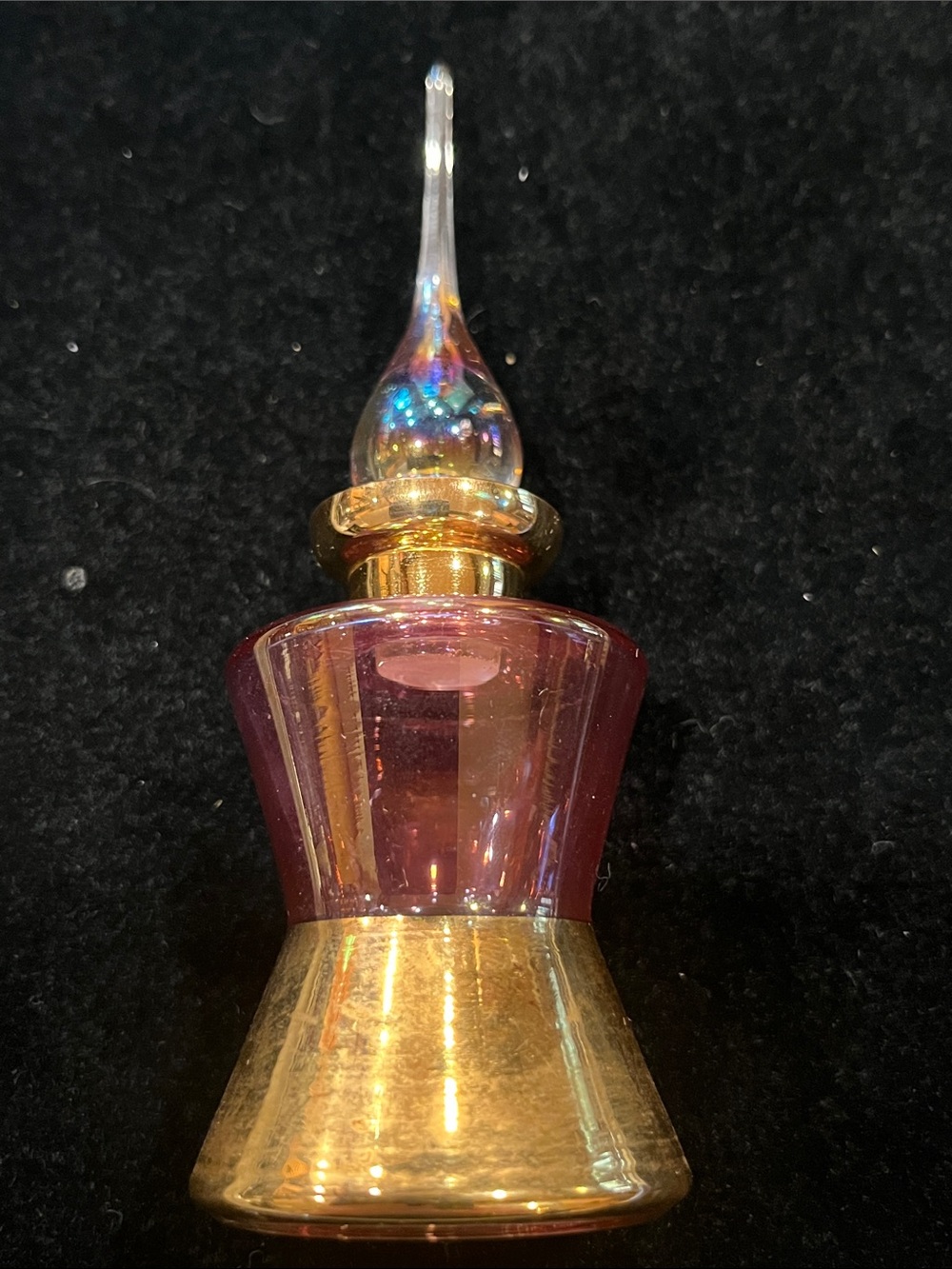 Vintage I. Rice Import West Germany Amethyst Glass Perfume Bottle Gold Gilt